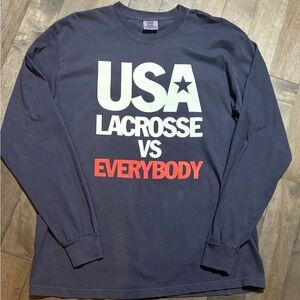 USA Lacrosse Long Sleeve Shirt Mens large Navy “VS Everybody” Graphic Tee NEW